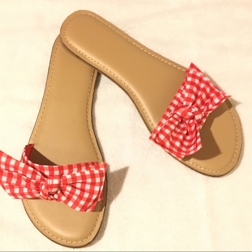 New Red and White Sandals Size 9